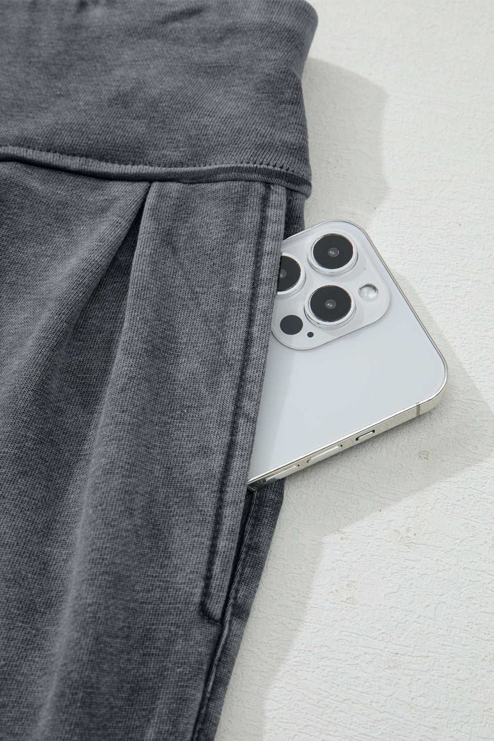 Medium Grey Mineral Wash Jogger Style High Waist Casual Pants-Bottoms/Pants & Culotte-[Adult]-[Female]-2022 Online Blue Zone Planet