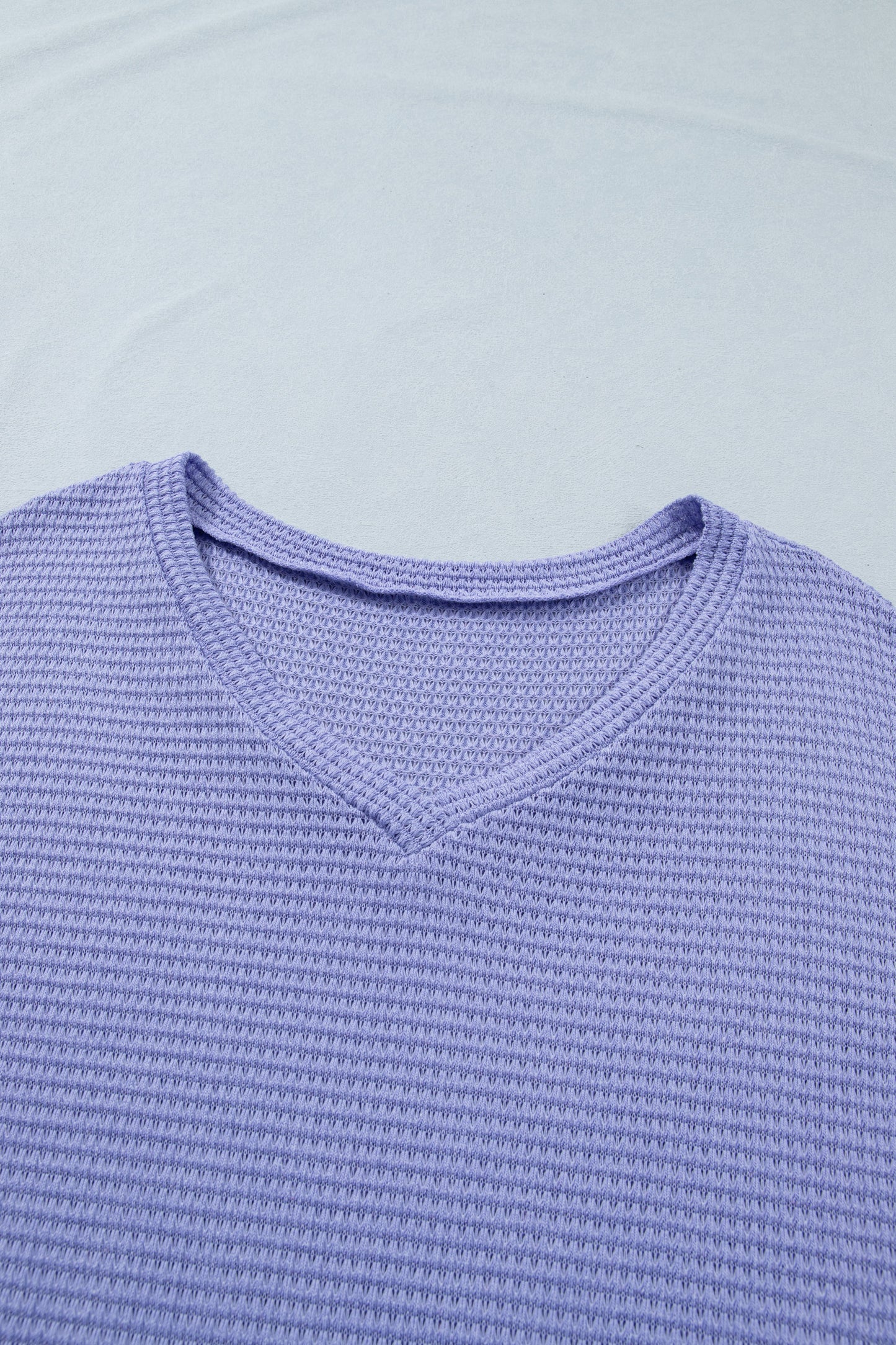 Wisteria V Neck Short Sleeve Plus Size Waffle Knit Top-Plus Size/Plus Size Tops/Plus Size Tops & Tees-[Adult]-[Female]-2022 Online Blue Zone Planet