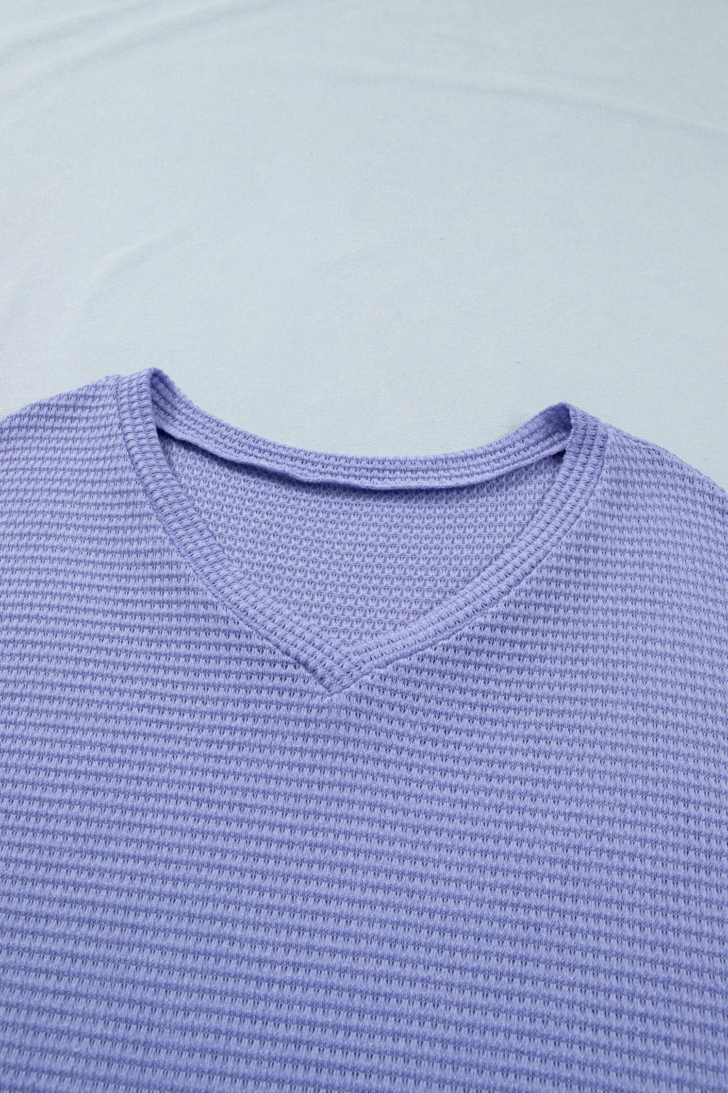 Wisteria V Neck Short Sleeve Plus Size Waffle Knit Top-Plus Size/Plus Size Tops/Plus Size Tops & Tees-[Adult]-[Female]-2022 Online Blue Zone Planet