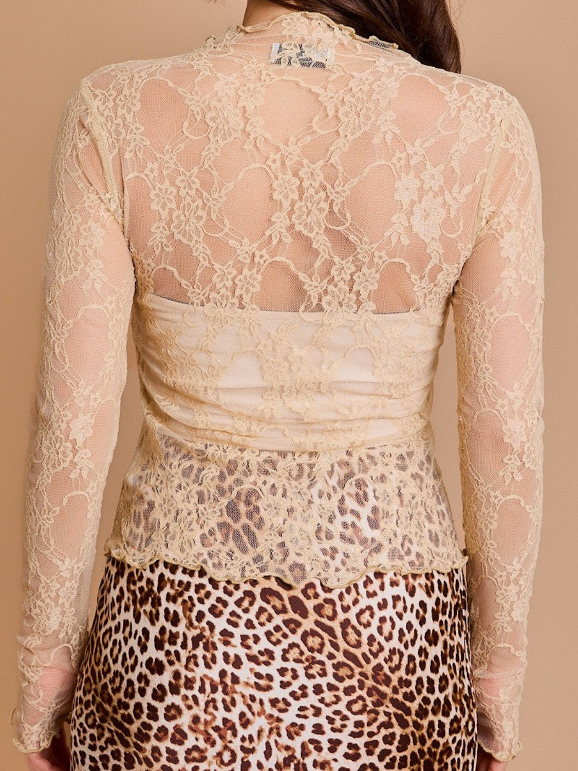 Lace Mock Neck Long Sleeve Top-TOPS / DRESSES-[Adult]-[Female]-2022 Online Blue Zone Planet