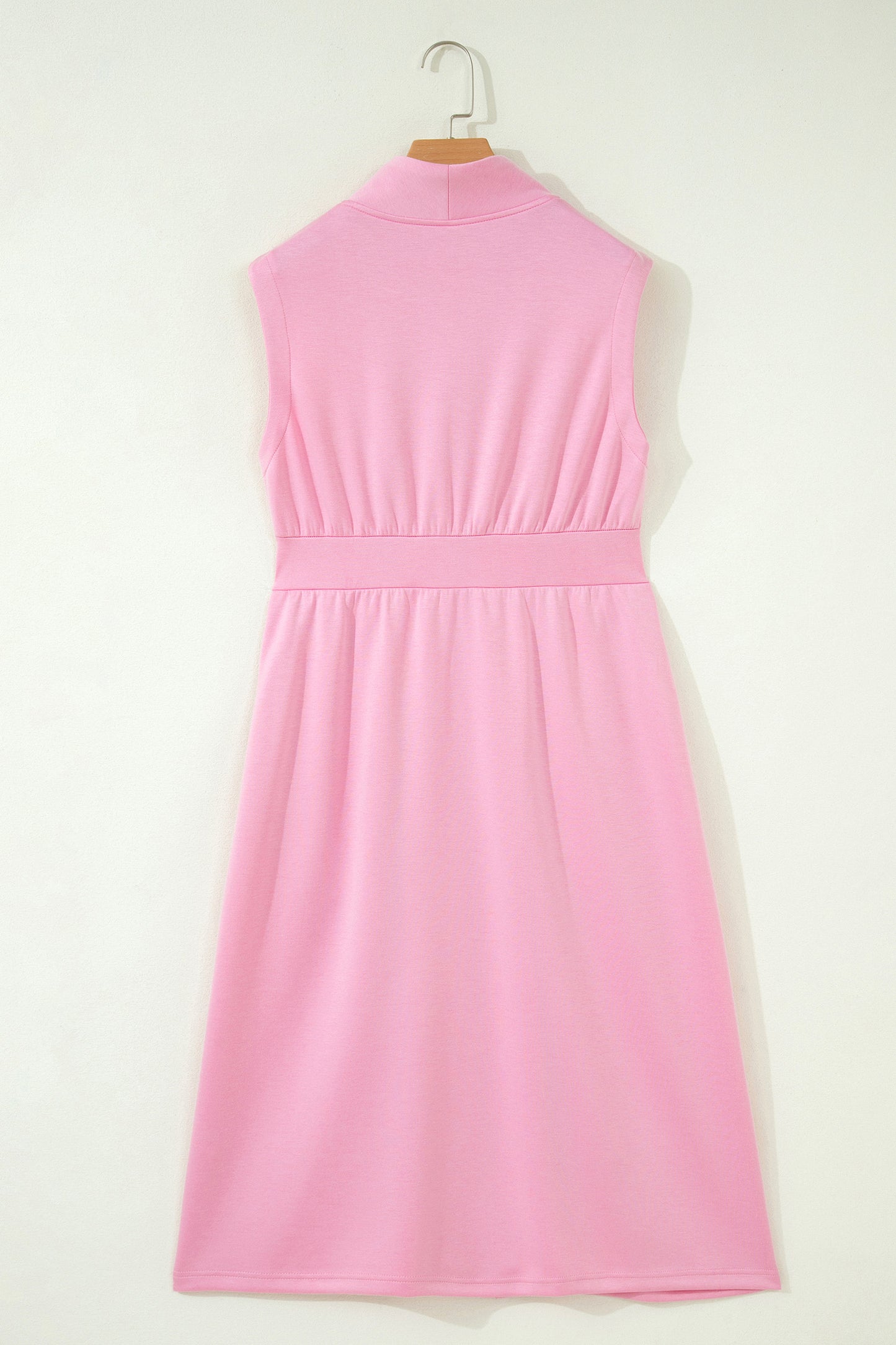 Pink V Neck Sleeveless Double Zip Shift Midi Dress-TOPS / DRESSES-[Adult]-[Female]-2022 Online Blue Zone Planet