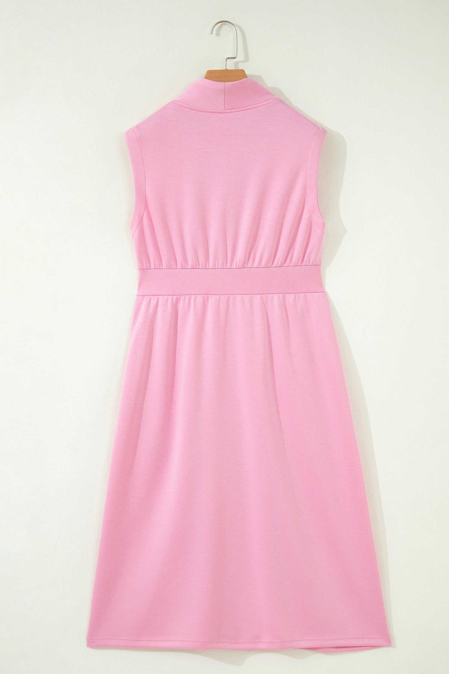 Pink V Neck Sleeveless Double Zip Shift Midi Dress-TOPS / DRESSES-[Adult]-[Female]-2022 Online Blue Zone Planet