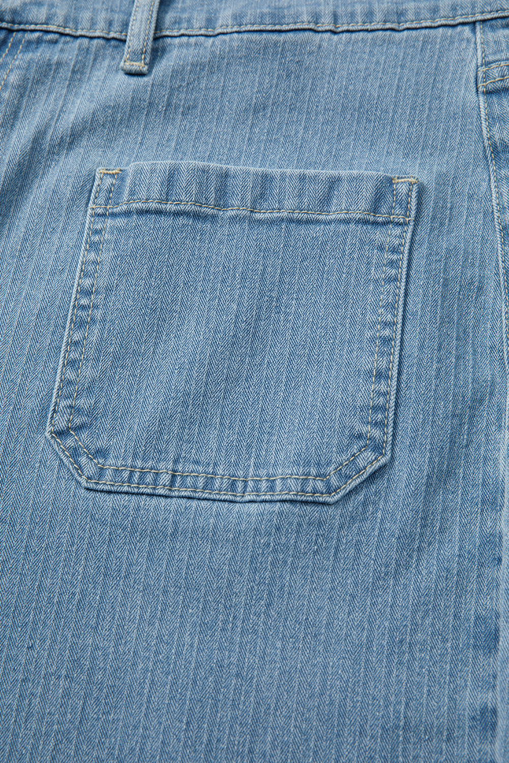 Dusk Blue Patched Pocket Textured Wide Leg Plus Size Jeans-Plus Size/Plus Size Bottoms-[Adult]-[Female]-2022 Online Blue Zone Planet