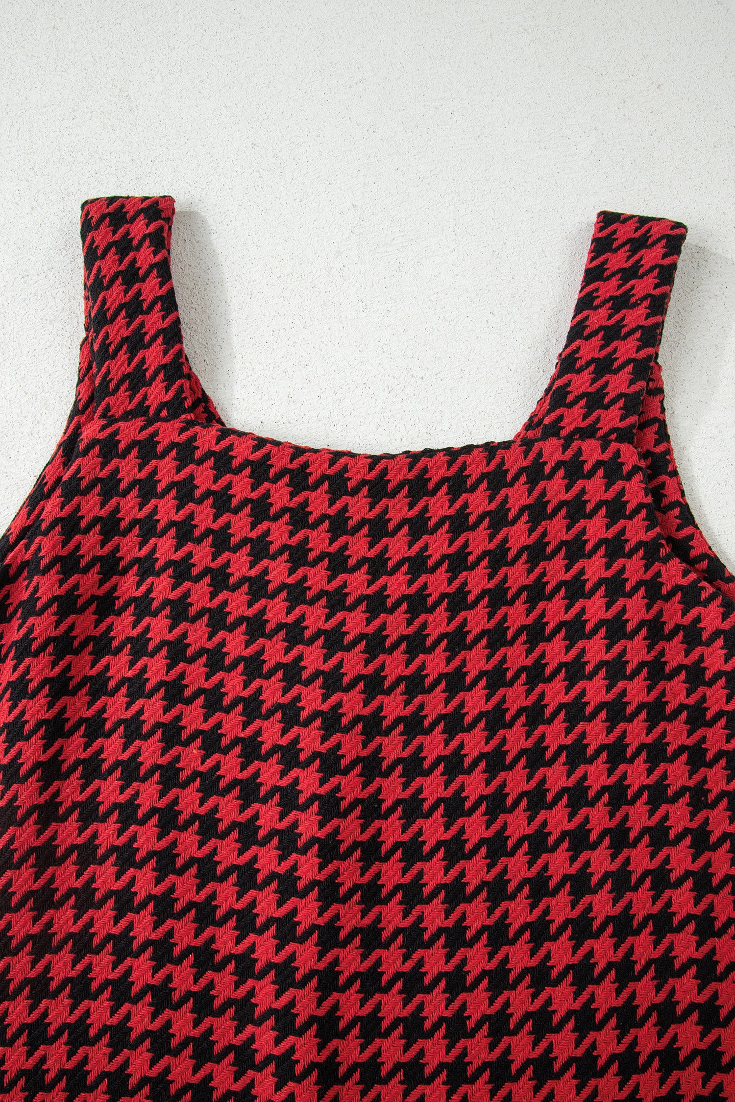 Red Houndstooth Print V Neck Sleeveless Mini Dress-TOPS / DRESSES-[Adult]-[Female]-2022 Online Blue Zone Planet
