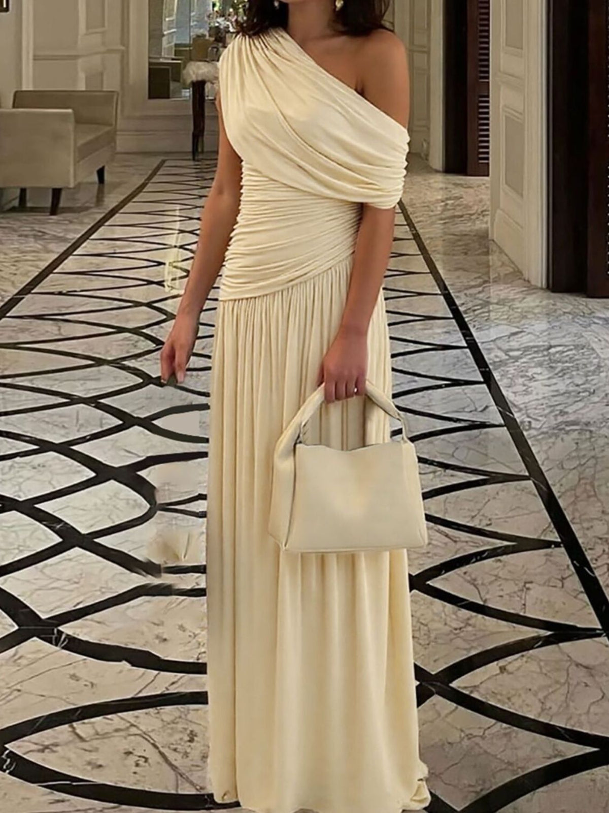 Daniela's One-Shoulder Ruched Maxi Dress