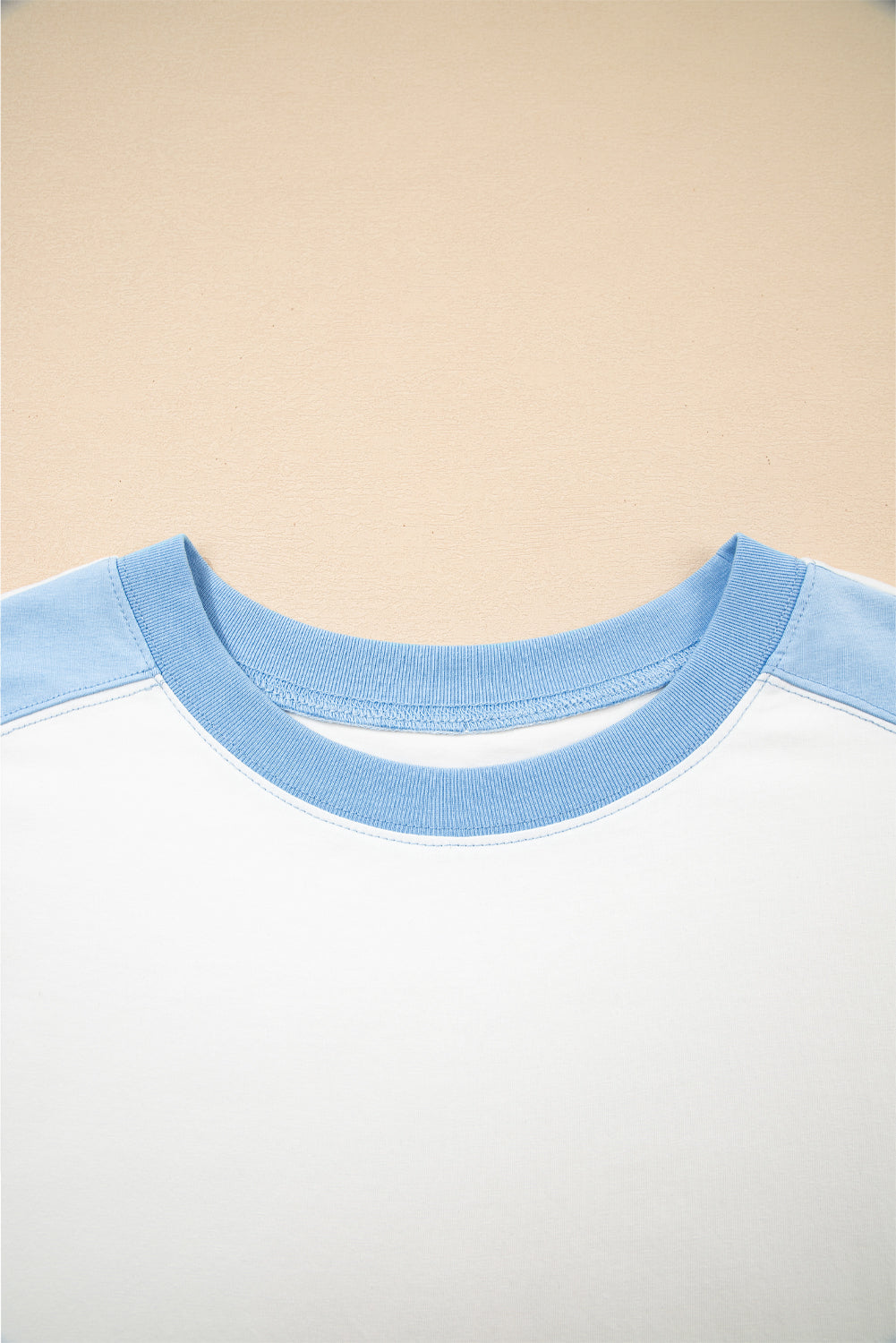 Light Green Colorblock Exposed Seam Patchwork Crew Neck T Shirt-T Shirts-[Adult]-[Female]-2022 Online Blue Zone Planet