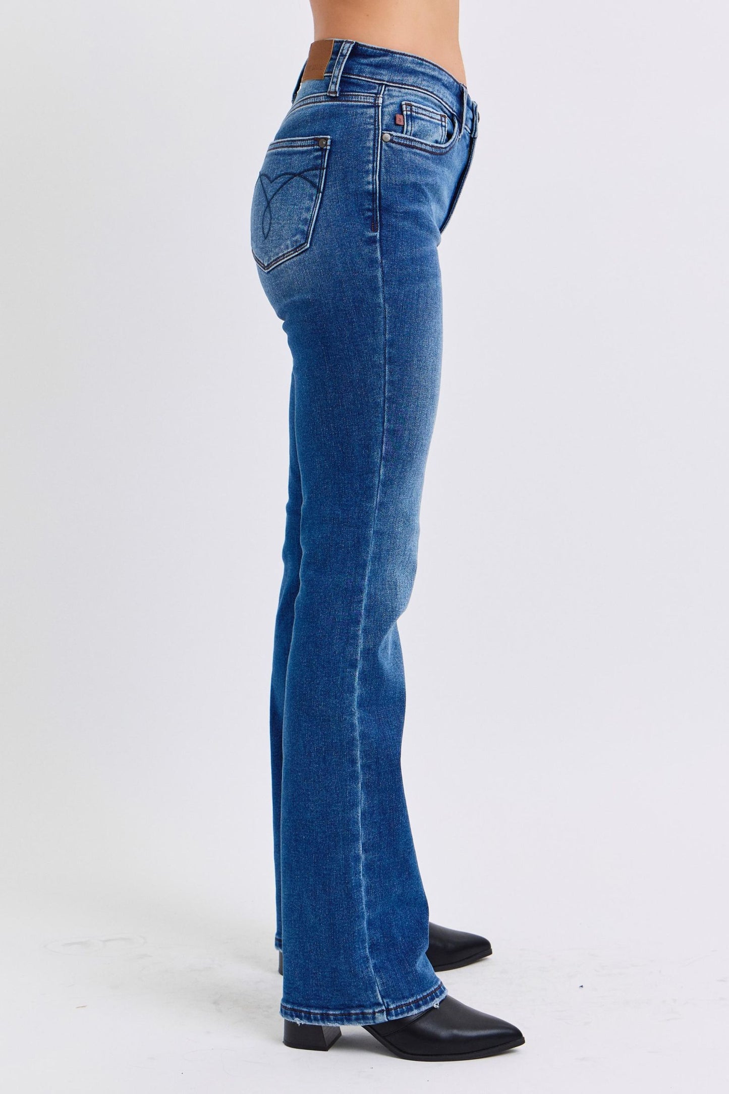 Blue Zone Planet | Judy Blue Full Size Run Mid-Rise Bootcut Jeans with Thermal Lining-BOTTOMS SIZES SMALL MEDIUM LARGE-[Adult]-[Female]-2022 Online Blue Zone Planet