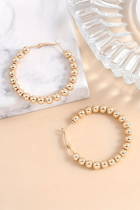 Gold Plated Beads Alloy Hoop Earrings-Accessories/Jewelry-[Adult]-[Female]-Gold-ONE SIZE-2022 Online Blue Zone Planet