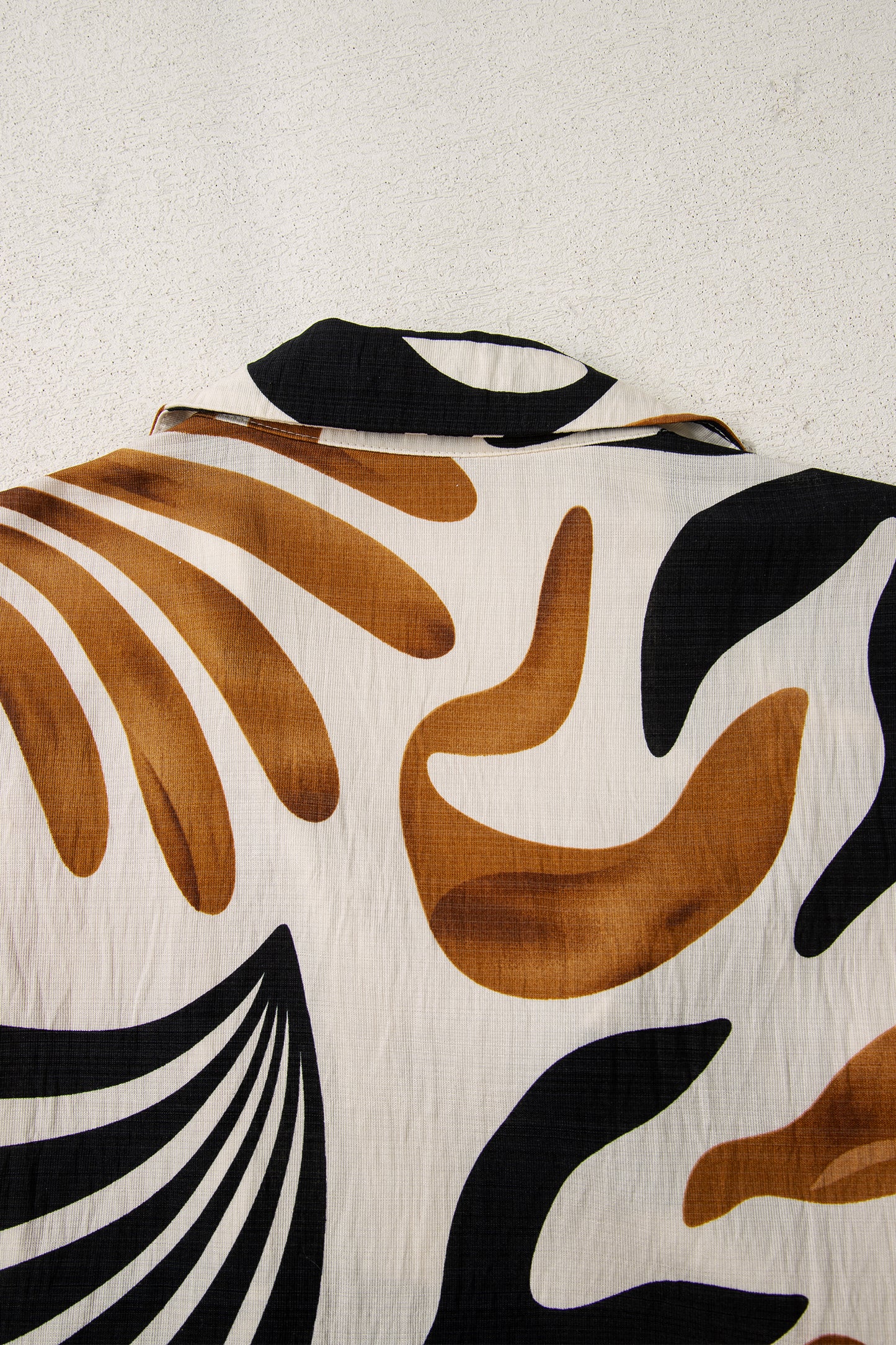 White Plus Size Abstract Print Contrast Collar Split Neck Shift Long Dress-TOPS / DRESSES-[Adult]-[Female]-2022 Online Blue Zone Planet