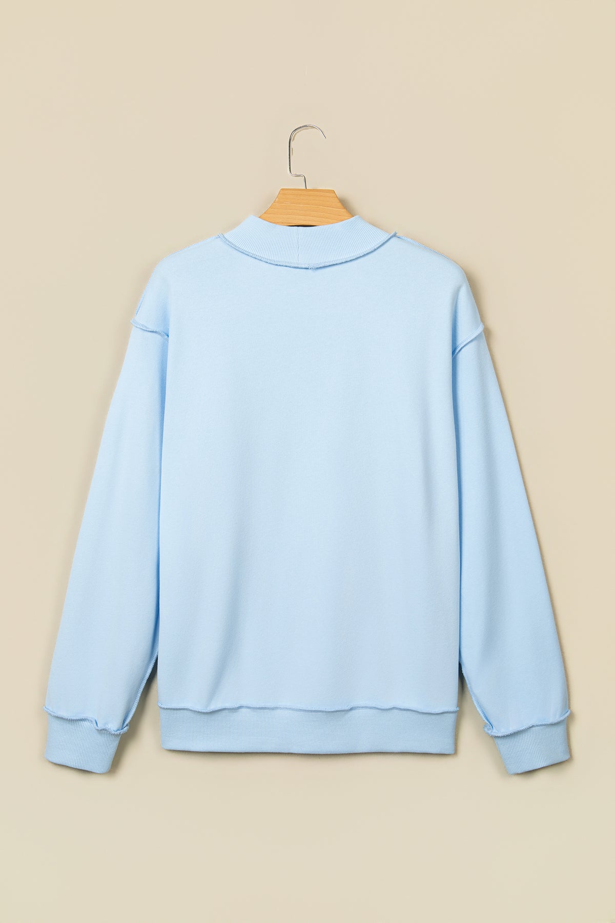 Mist Blue Jesus Saves Slogan Print Stand Neck Baggy Sweatshirt-Tops/Sweatshirts & Hoodies-[Adult]-[Female]-2022 Online Blue Zone Planet