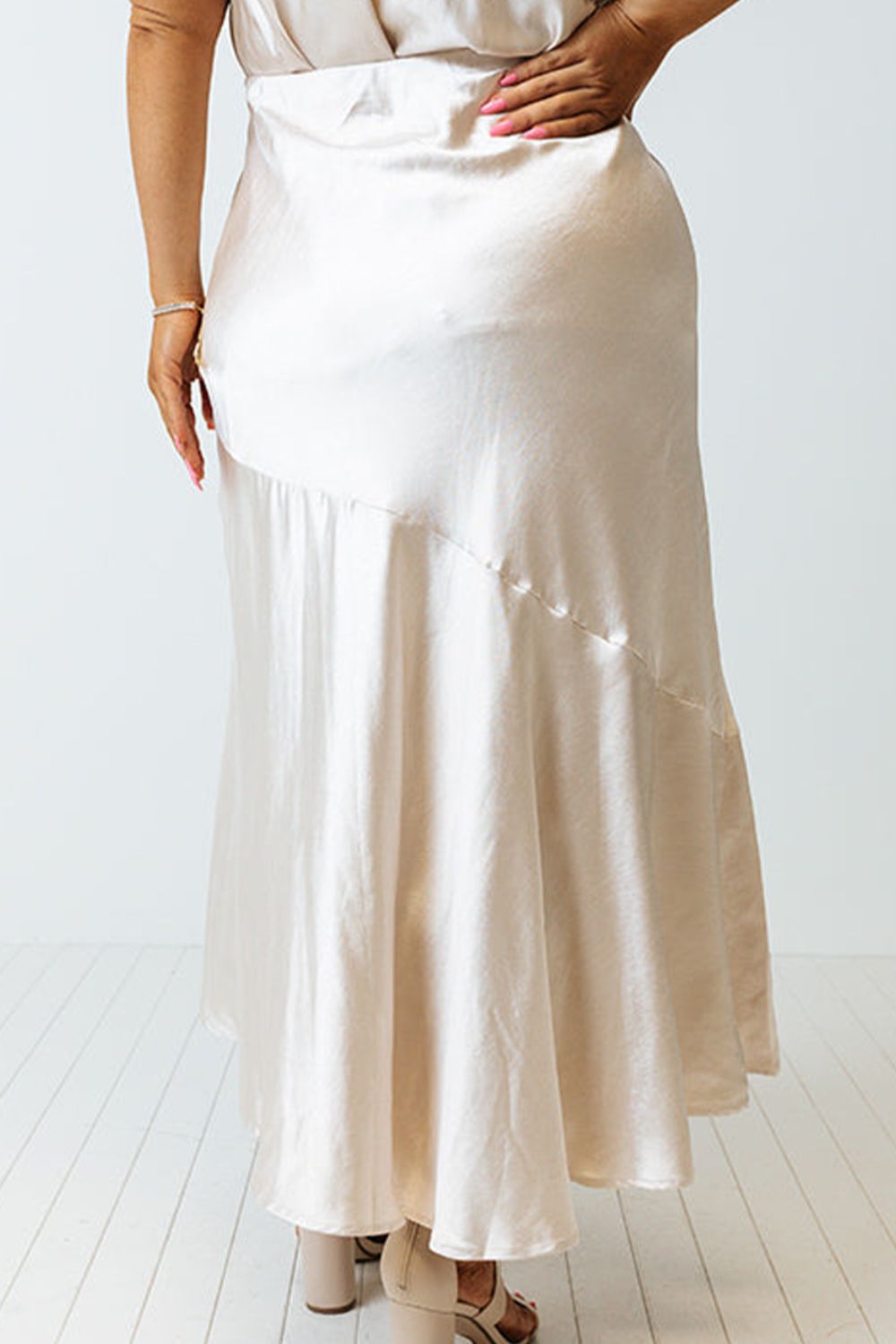 Plus Size Slit Ruffled Skirt-BOTTOMS SIZES SMALL MEDIUM LARGE-[Adult]-[Female]-2022 Online Blue Zone Planet