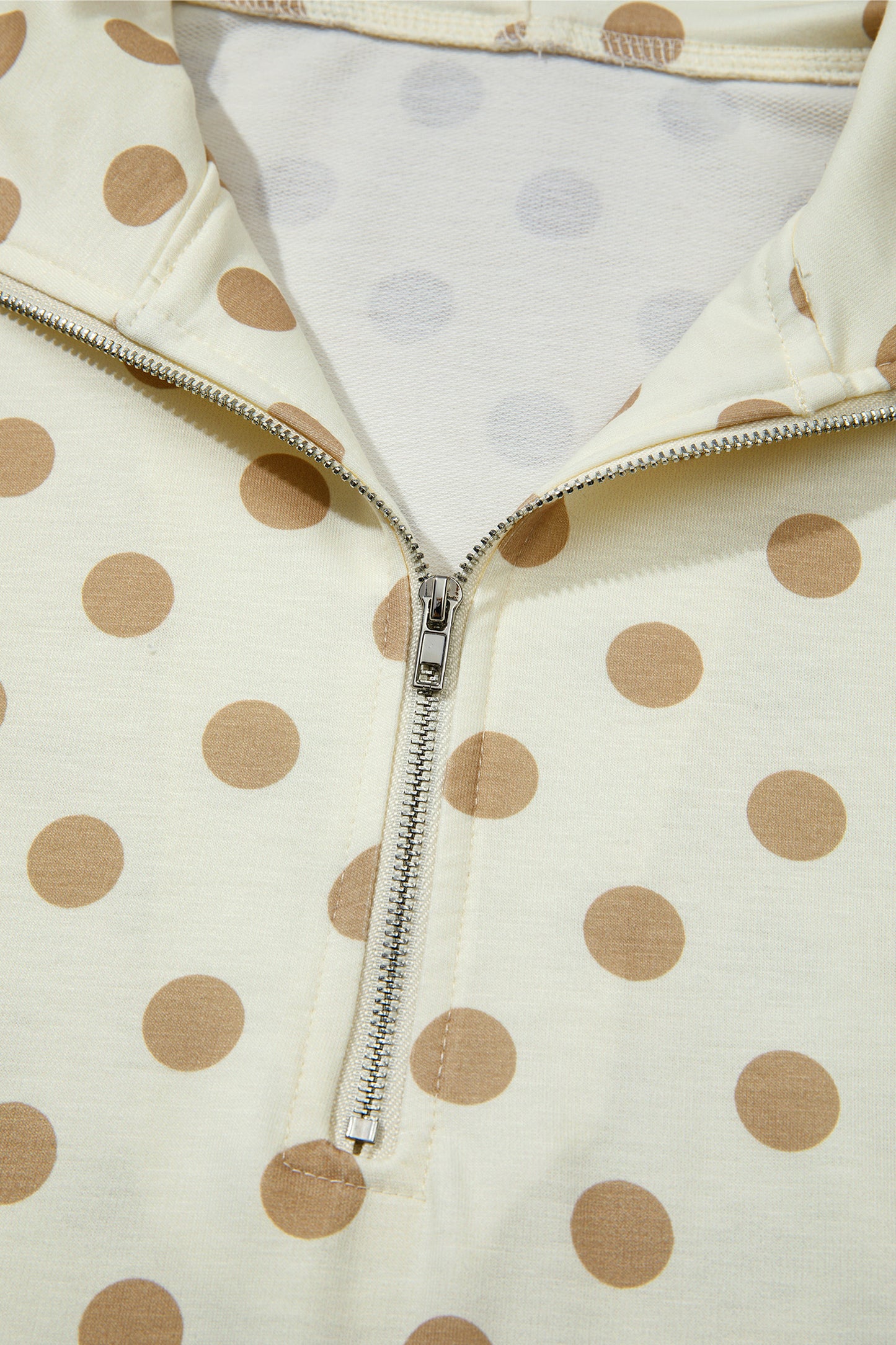 Khaki Polka Dot Hooded Long Sleeve Top Casual Mini Skort Set