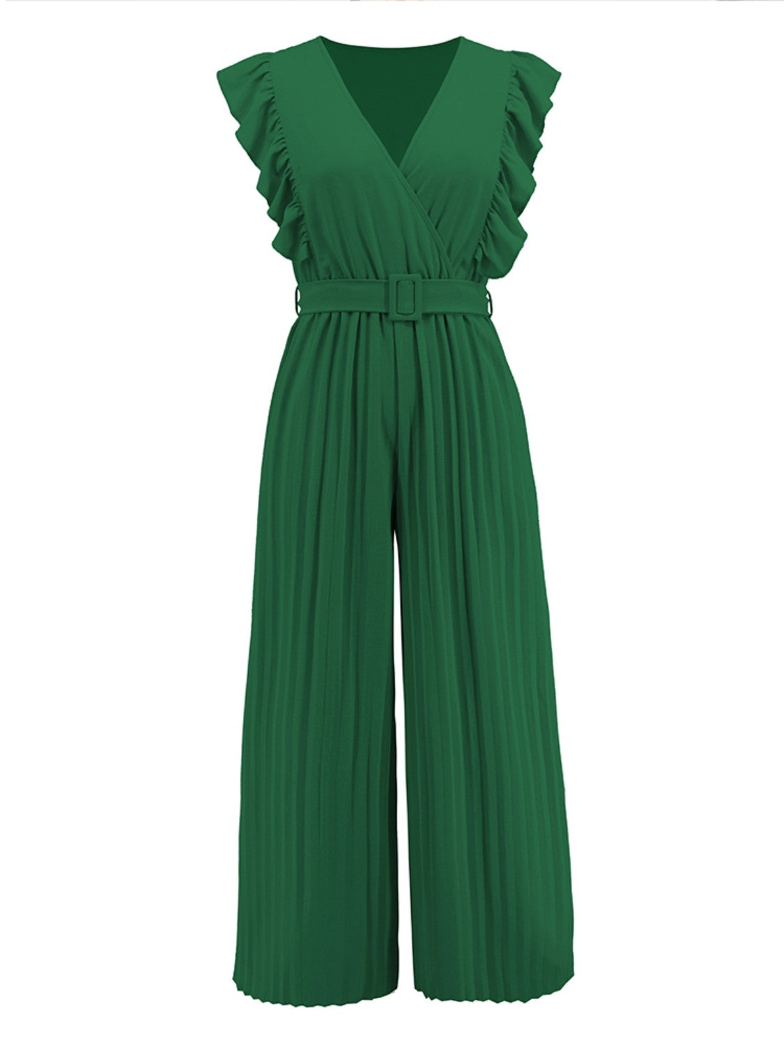 Ruffled Surplice Cap Sleeve Jumpsuit-[Adult]-[Female]-2022 Online Blue Zone Planet