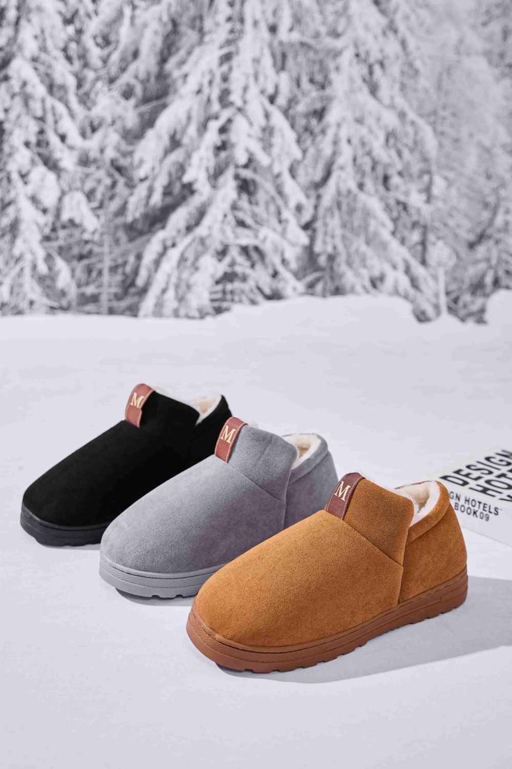 Letter M Suede Round Toe Slippers-SLIPPERS-[Adult]-[Female]-2022 Online Blue Zone Planet