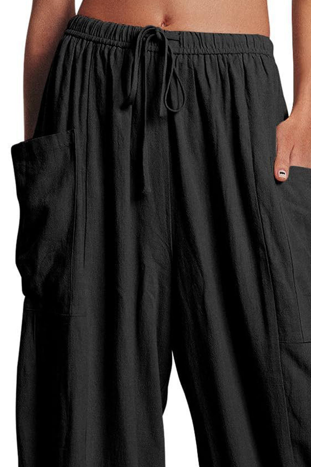 Full Size Pocketed Drawstring Wide Leg Pants-BOTTOMS SIZES SMALL MEDIUM LARGE-[Adult]-[Female]-2022 Online Blue Zone Planet