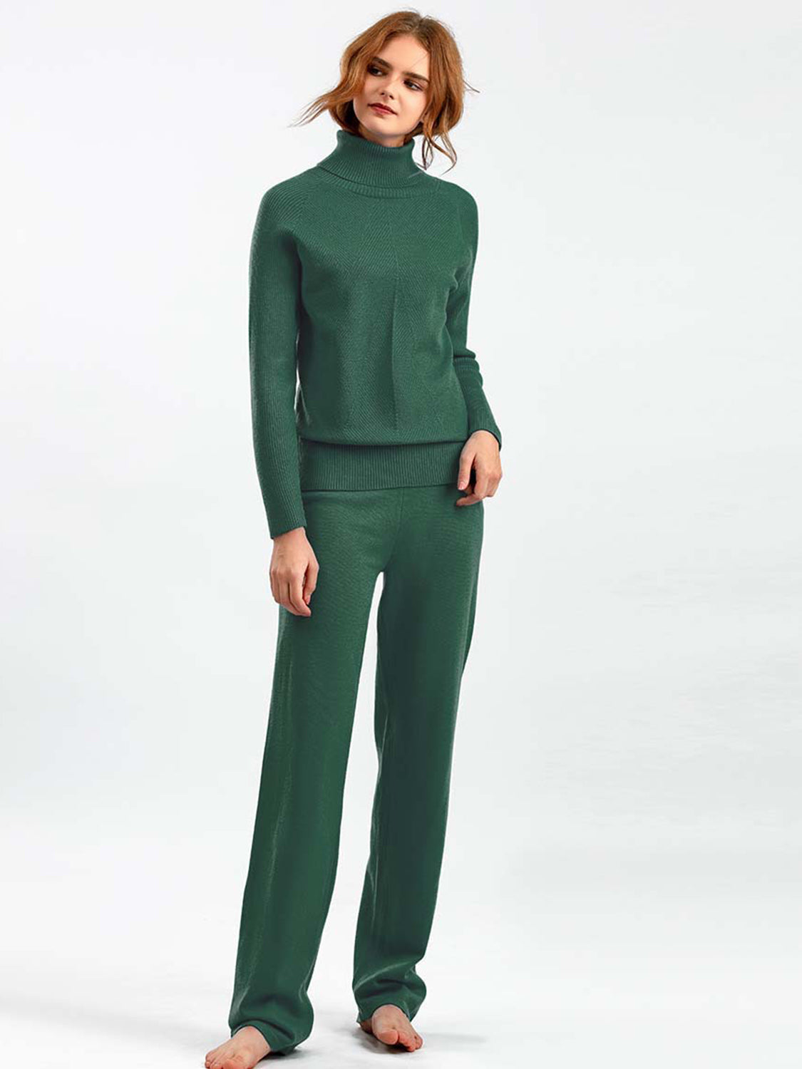 Blue Zone Planet | Basic Bae Turtleneck Raglan Sleeve Top and Pants Sweater Set-TOPS / DRESSES-[Adult]-[Female]-Green-One Size-2022 Online Blue Zone Planet