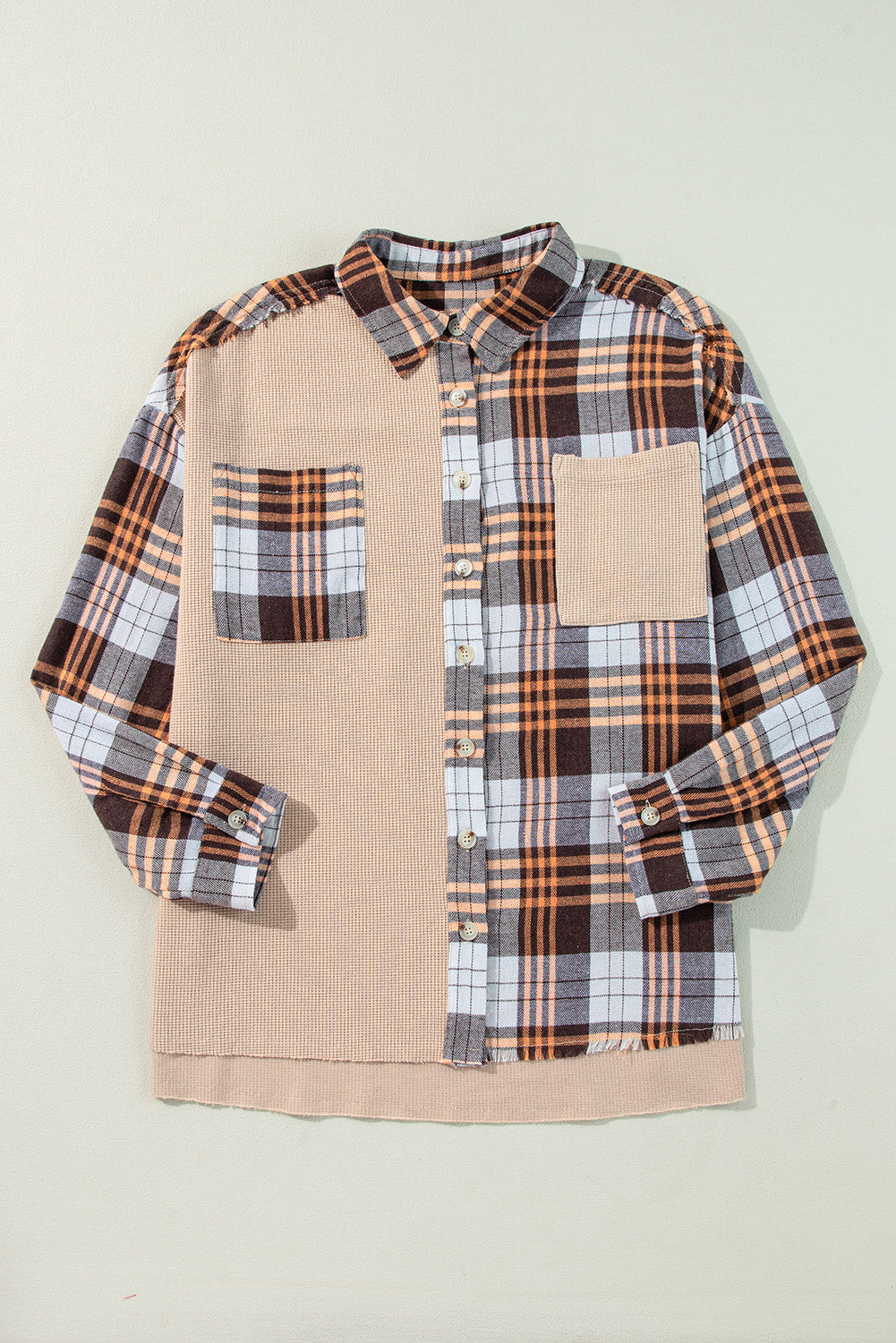 Plaid Button Up Long Sleeve Shacket-TOPS / DRESSES-[Adult]-[Female]-2022 Online Blue Zone Planet
