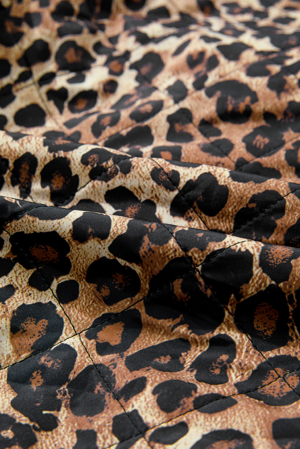Khaki Leopard Quilted Tie Front Jacket-Outerwear/Jackets-[Adult]-[Female]-2022 Online Blue Zone Planet