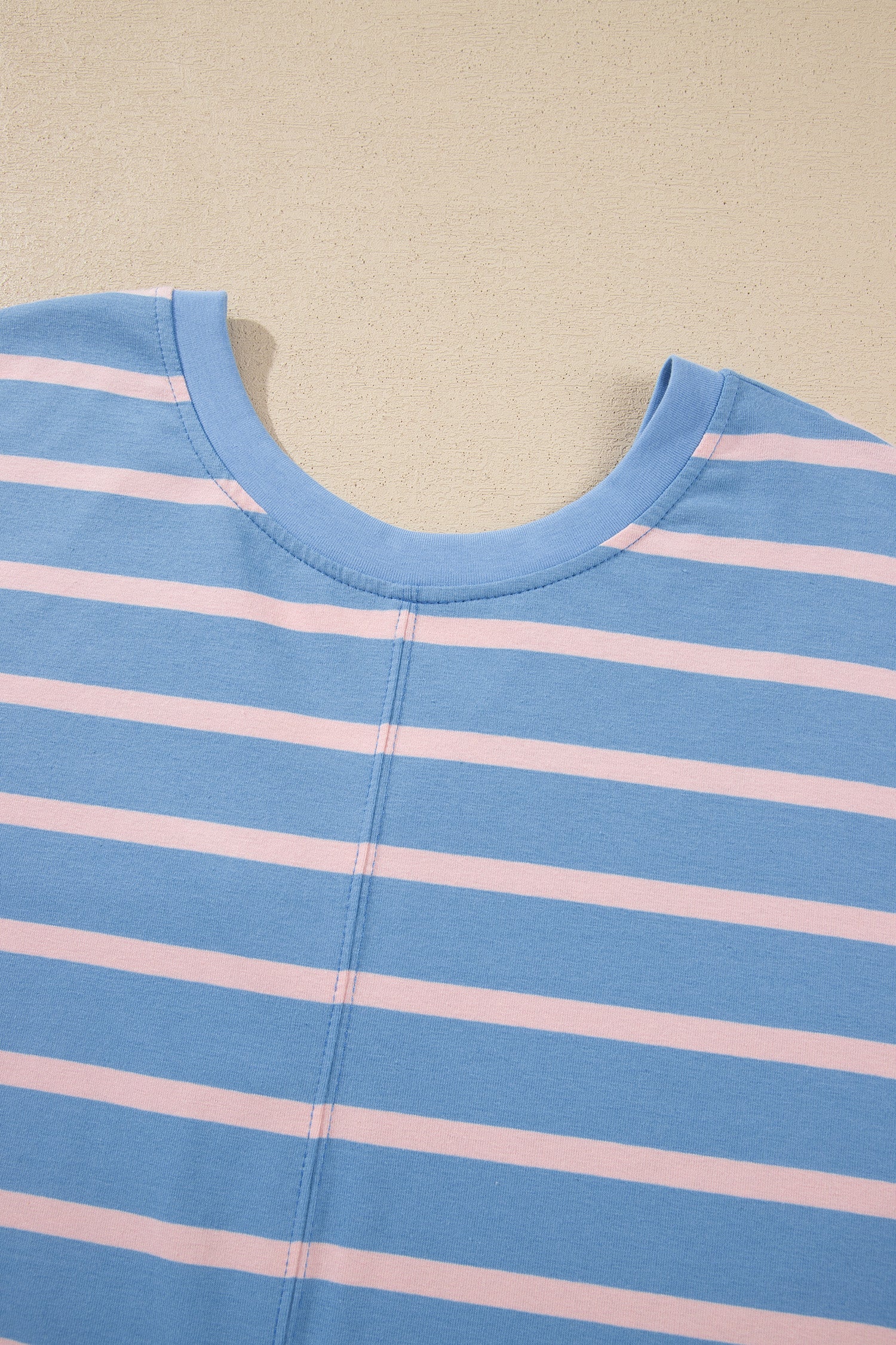 Sky Blue Stripe V Neck Short Sleeve Double Wear Loose Romper-Bottoms/Jumpsuits & Rompers-[Adult]-[Female]-2022 Online Blue Zone Planet