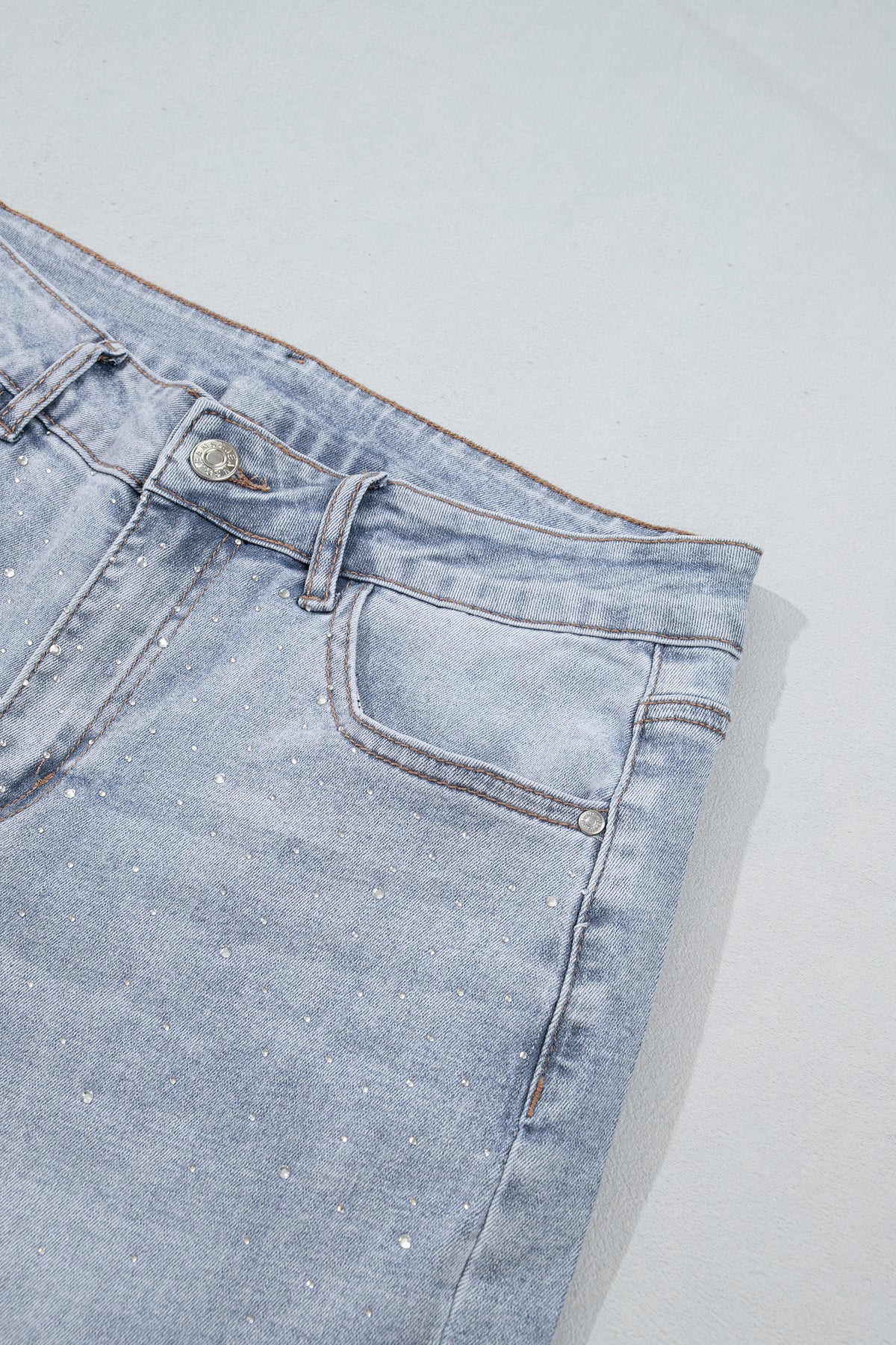 Beau Blue Sparkle Detail Western Casual Shift Jeans-Bottoms/Jeans-[Adult]-[Female]-2022 Online Blue Zone Planet
