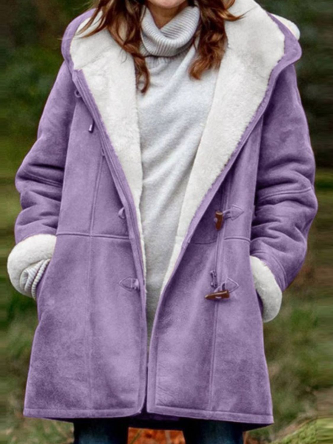 Full Size Pocketed Long Sleeve Hooded Toggle Jacket-TOPS / DRESSES-[Adult]-[Female]-Lavender-S-2022 Online Blue Zone Planet