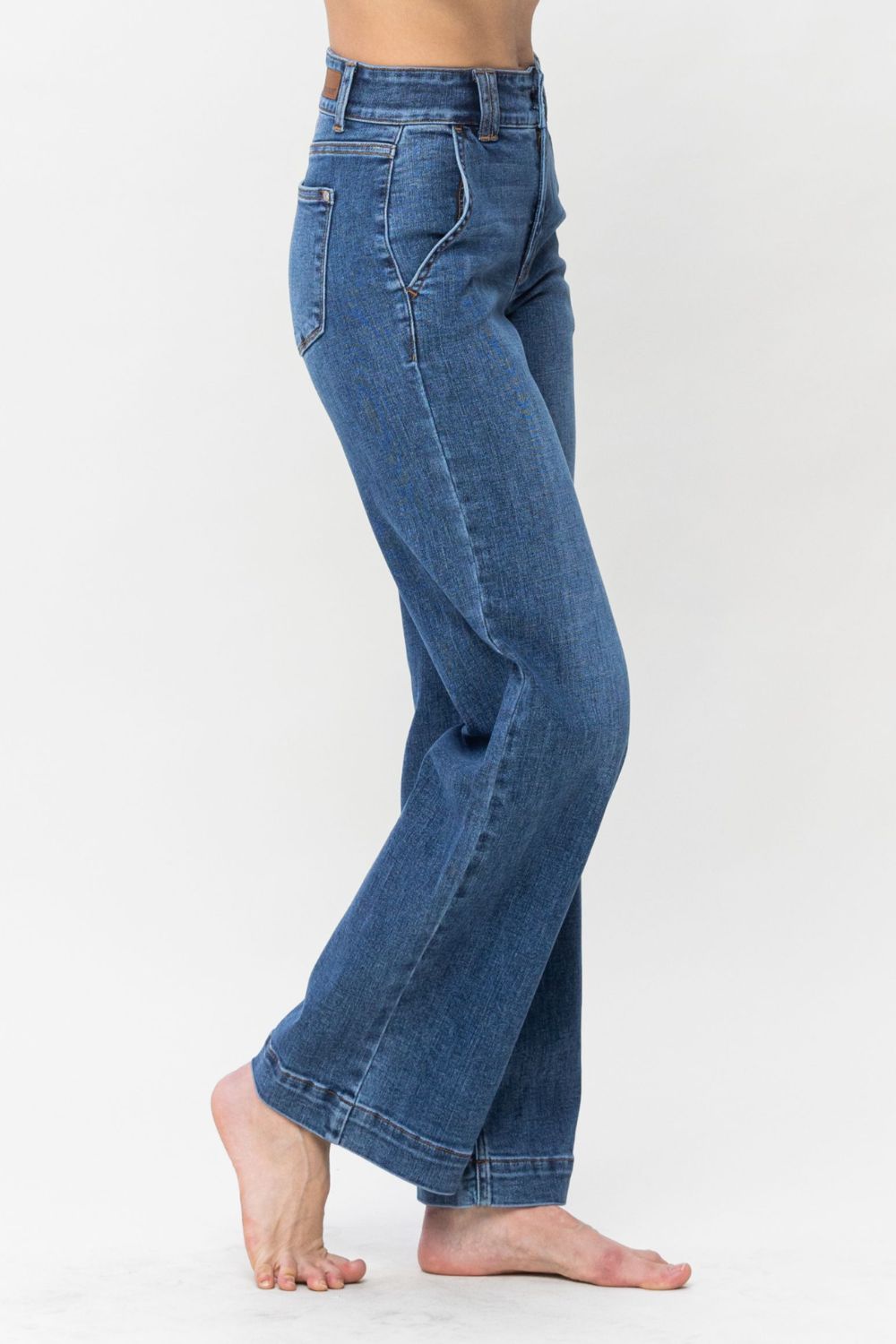 Blue Zone Planet | Judy Blue Full Size Double Button Wide Leg Jeans-BOTTOMS SIZES SMALL MEDIUM LARGE-[Adult]-[Female]-2022 Online Blue Zone Planet