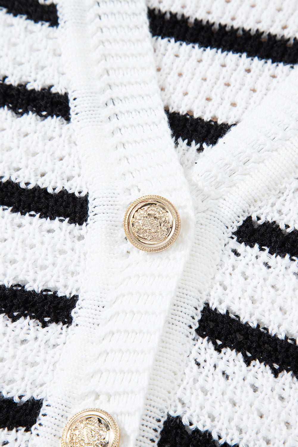 Sky Blue Stripe V Neck Gold Buttons Elegant Sweater Vest-TOPS / DRESSES-[Adult]-[Female]-2022 Online Blue Zone Planet
