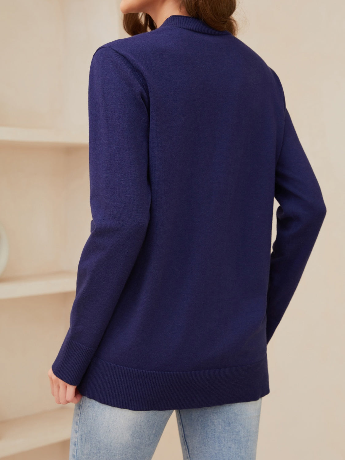 Pocketed Button Up Long Sleeve Cardigan-TOPS / DRESSES-[Adult]-[Female]-2022 Online Blue Zone Planet