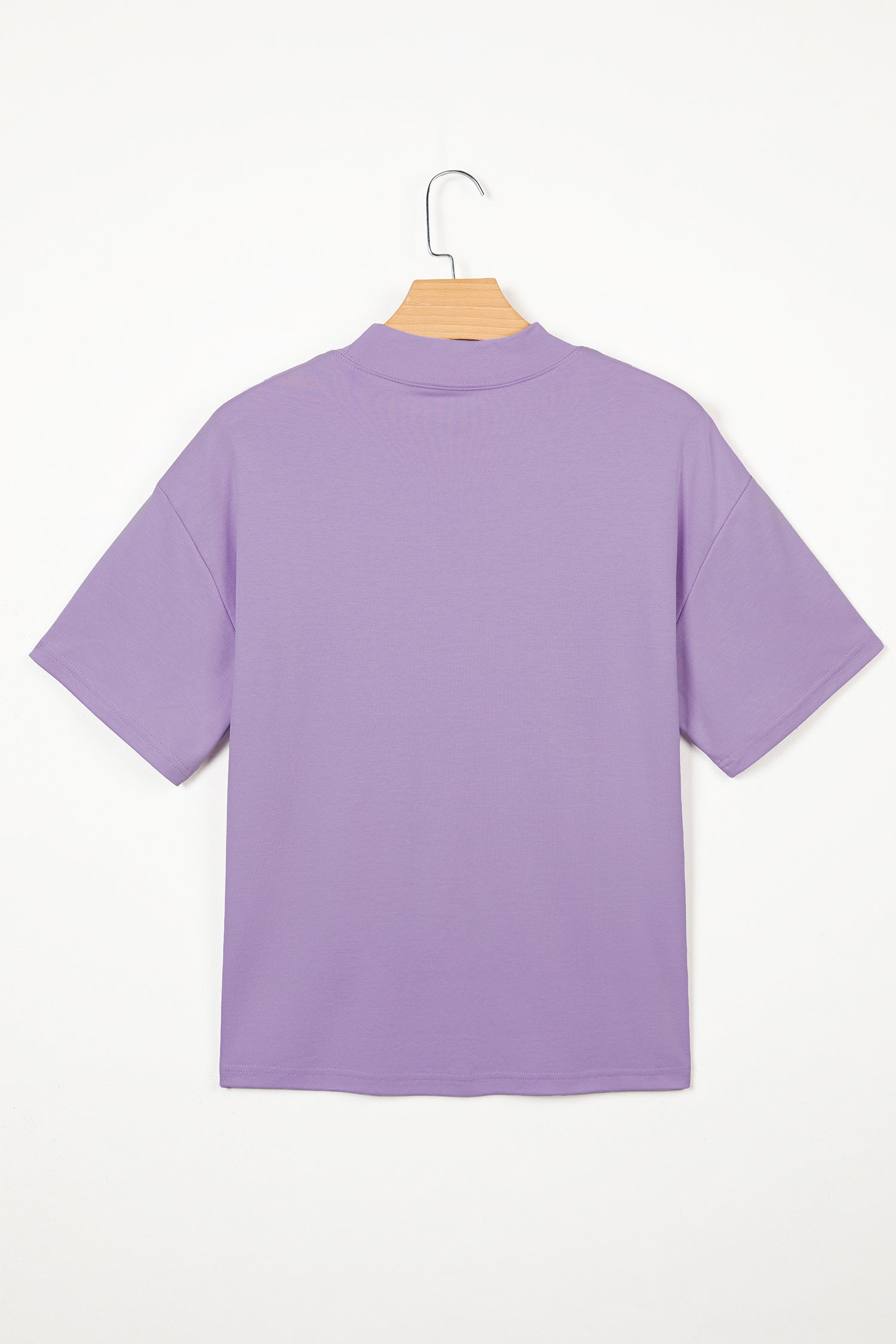 Pink Solid Color High Neck Oversize Tee-Tops/Tops & Tees-[Adult]-[Female]-2022 Online Blue Zone Planet