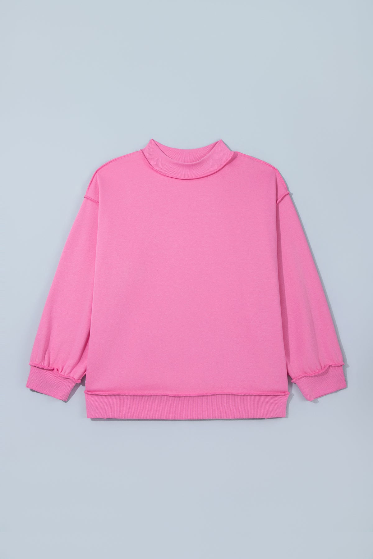 Bright Pink Exposed Seam Detail Reversible Double Wear Plus Size Sweatshirt-Plus Size/Plus Size Sweatshirts & Hoodies-[Adult]-[Female]-2022 Online Blue Zone Planet