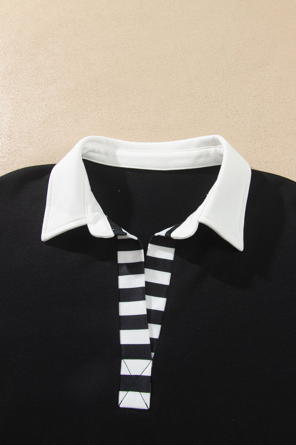 Black Striped Color Block Pullover Top Drawstring Shorts Set-Two Piece Sets/Short Sets-[Adult]-[Female]-2022 Online Blue Zone Planet