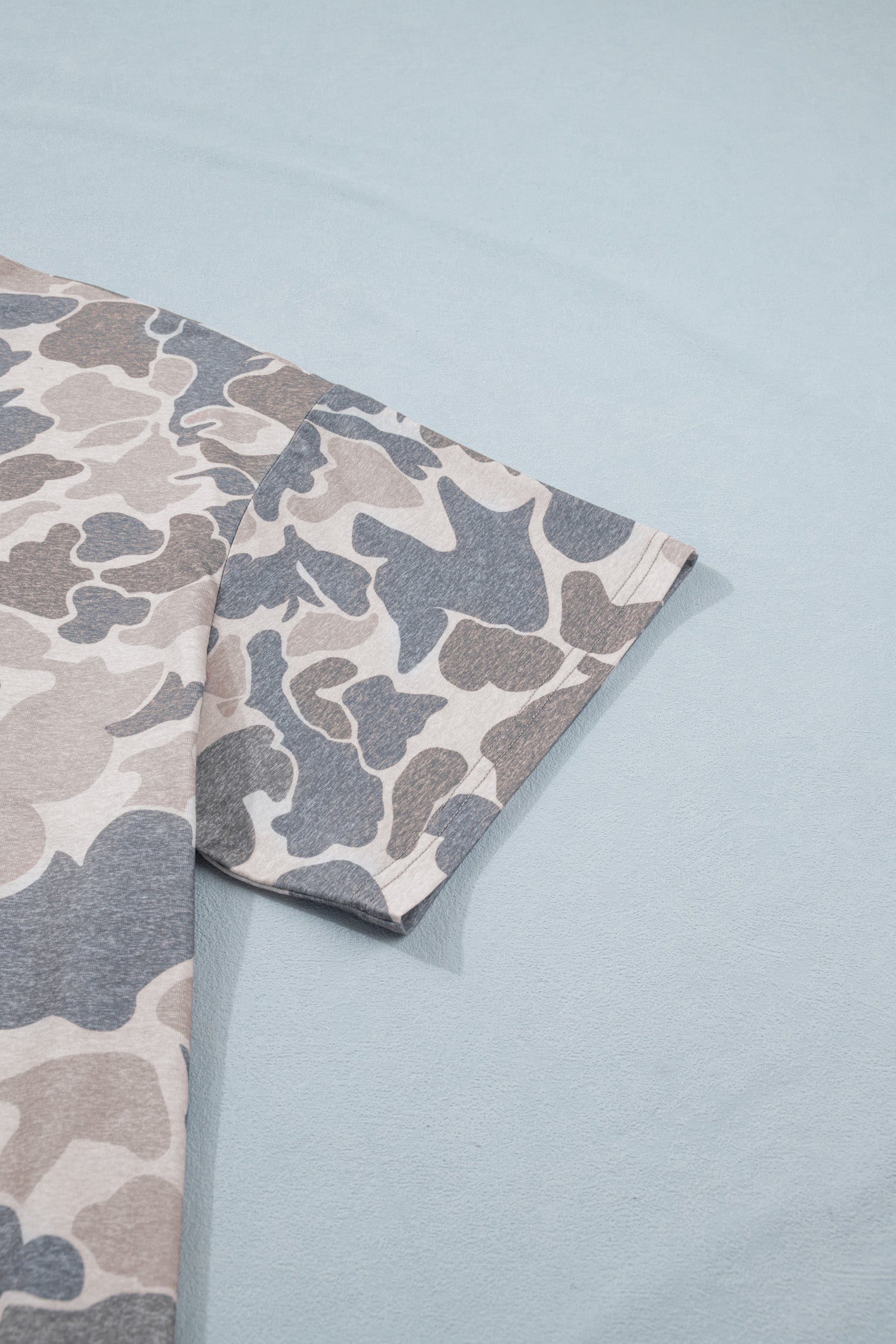 Multicolour Retro Camouflage Print Plus Size T Shirt-Plus Size/Plus Size Tops/Plus Size Tops & Tees-[Adult]-[Female]-2022 Online Blue Zone Planet