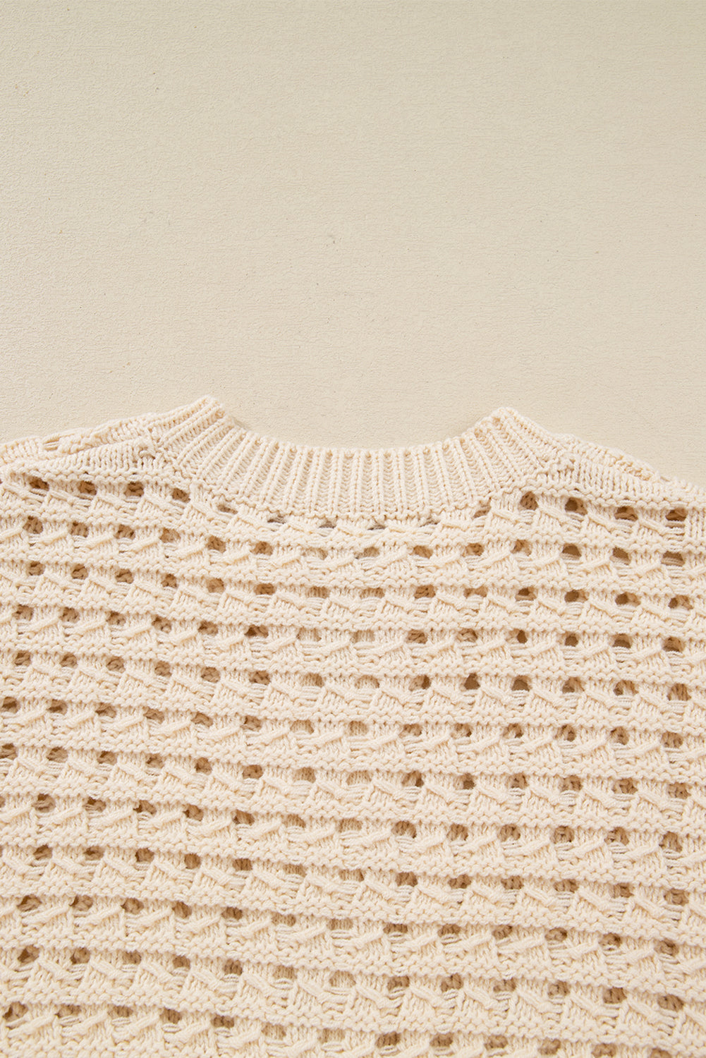 Beige Hollowed Pattern Knit Zip Up Drop Shoulder Sweater Cardigan-TOPS / DRESSES-[Adult]-[Female]-2022 Online Blue Zone Planet