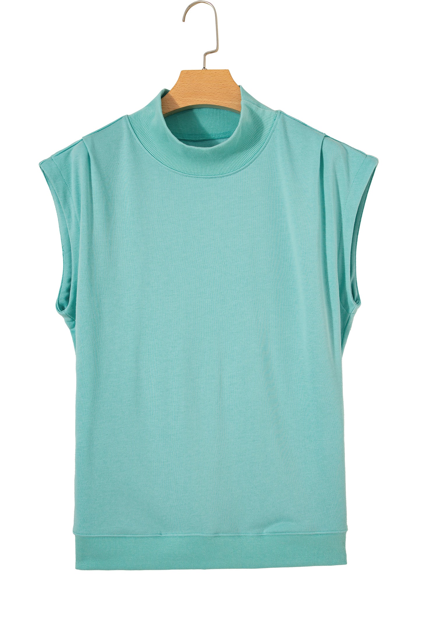 Black Solid Color High Neck Cap Sleeve Loose Top-Tops/Tops & Tees-[Adult]-[Female]-2022 Online Blue Zone Planet