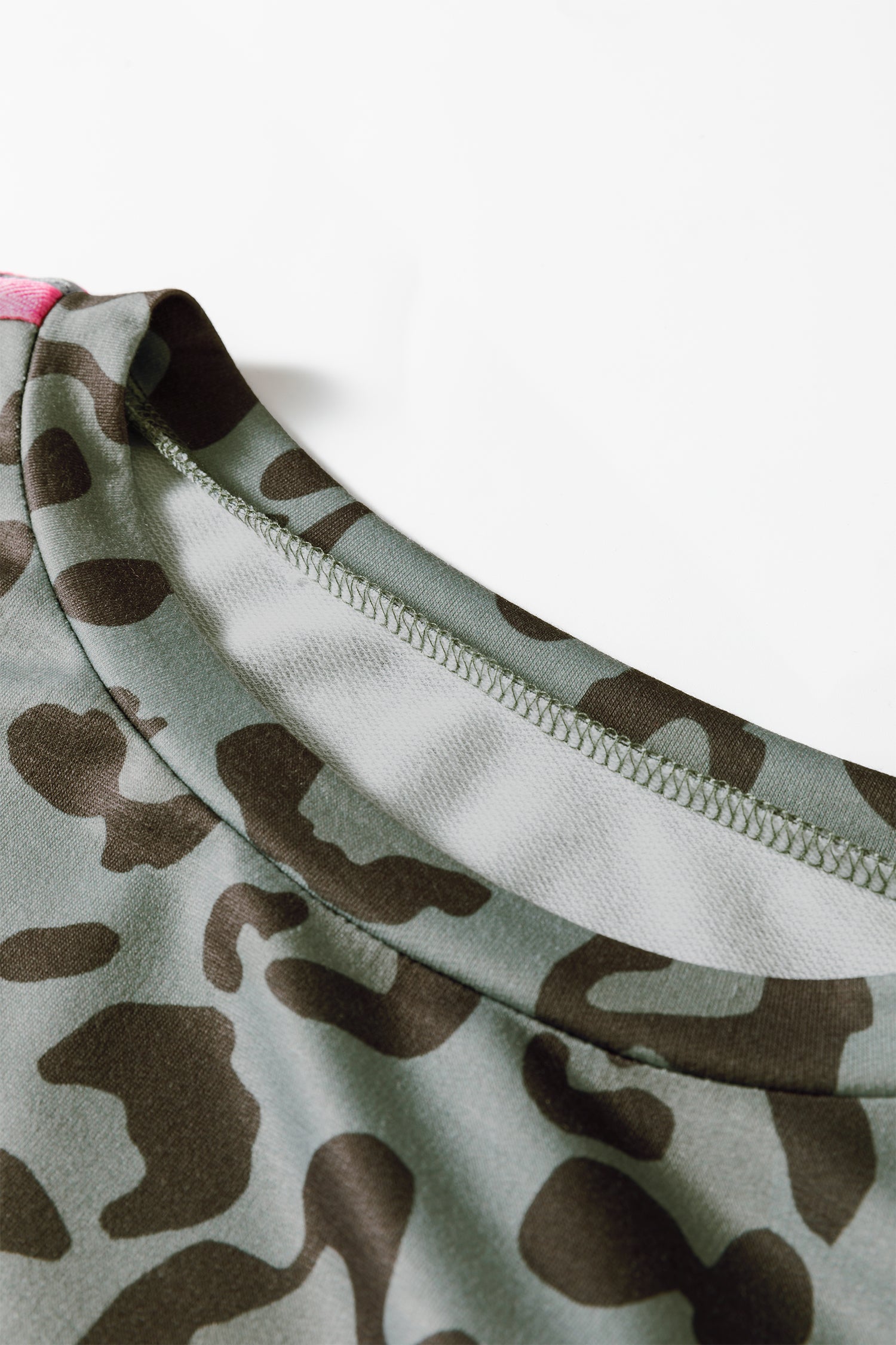 Green Leopard Print Varsity Striped Trim Long Sleeve Top-Tops/Long Sleeve Tops-[Adult]-[Female]-2022 Online Blue Zone Planet