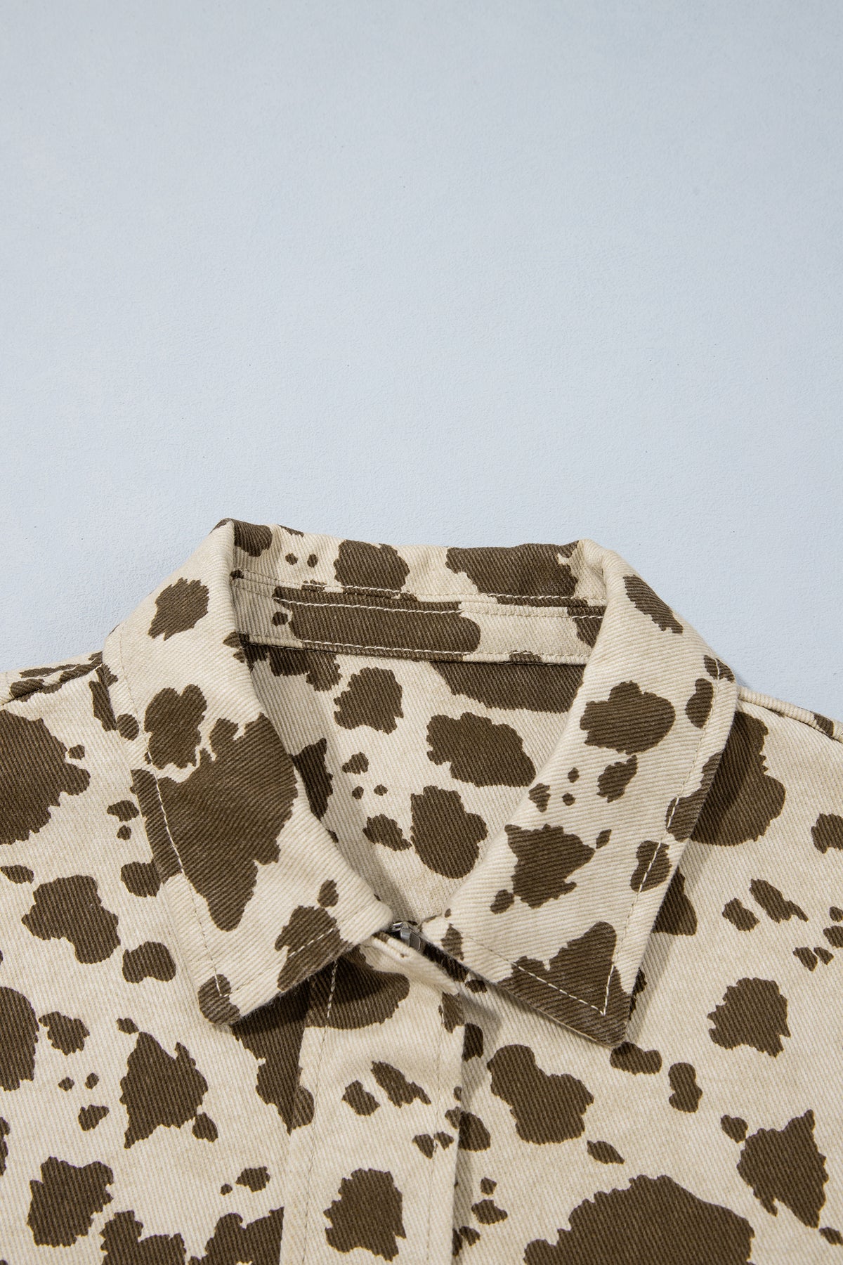 Brown Western Cow Print Cargo Pocket Denim Jacket-Outerwear/Denim jackets-[Adult]-[Female]-2022 Online Blue Zone Planet