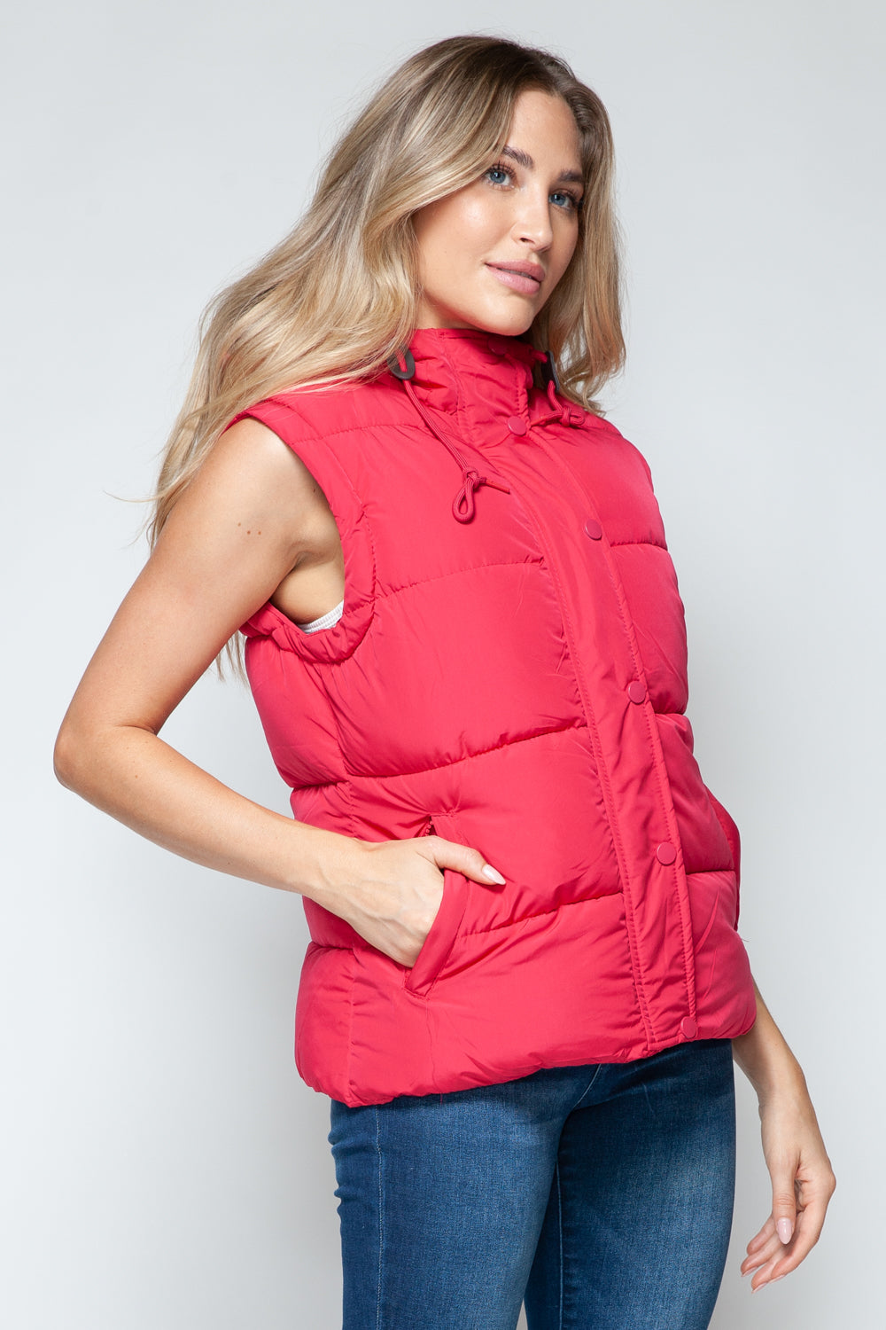 Snobbish Snap and Zip Closure Hooded Vest-TOPS / DRESSES-[Adult]-[Female]-2022 Online Blue Zone Planet