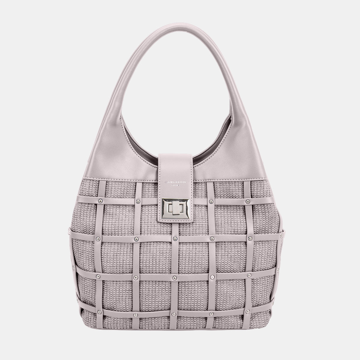 David Jones Rivet Decor Handbag-HANDBAGS-[Adult]-[Female]-Grey-One Size-2022 Online Blue Zone Planet