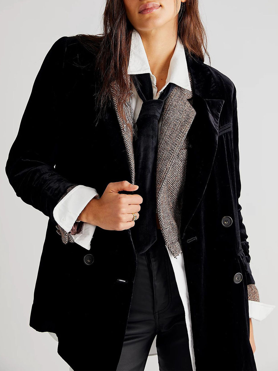 Lapel Collar Long Sleeve Blazer with Pockets-TOPS / DRESSES-[Adult]-[Female]-2022 Online Blue Zone Planet