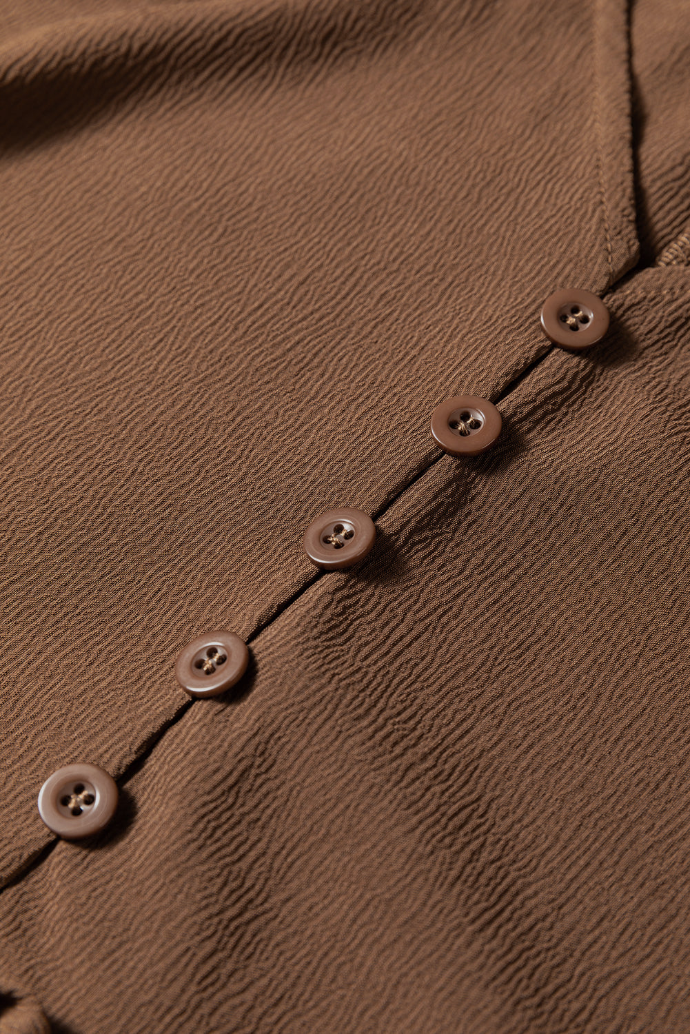 Chestnut Solid Long Sleeve Button V Neck Tiered Maxi Dress-Dresses/Maxi Dresses-[Adult]-[Female]-2022 Online Blue Zone Planet