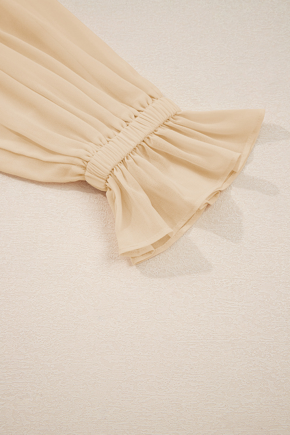 Parchment Pleated Ruffle Long Sleeve Chiffon Blouse-Tops/Blouses & Shirts-[Adult]-[Female]-2022 Online Blue Zone Planet