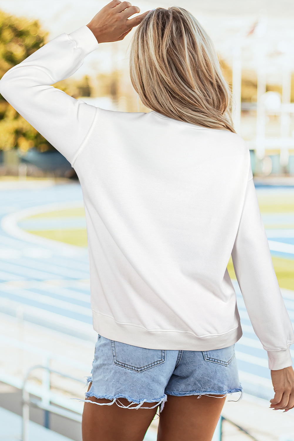 White American Flag Graphic Drop Shoulder Loose Sweatshirt-Tops/Sweatshirts & Hoodies-[Adult]-[Female]-2022 Online Blue Zone Planet