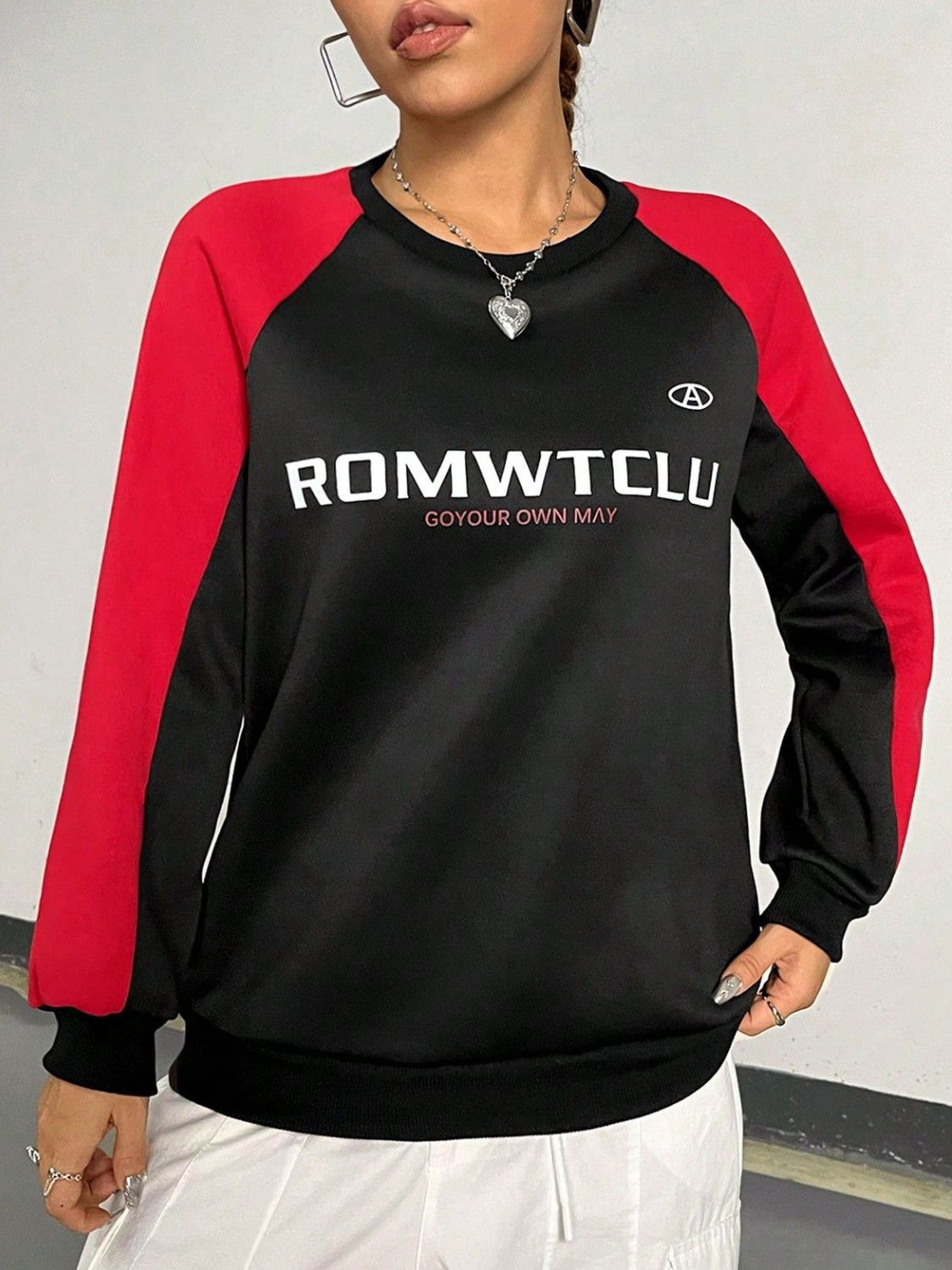 Letter Graphic Round Neck Long Sleeve Sweatshirt-TOPS / DRESSES-[Adult]-[Female]-2022 Online Blue Zone Planet
