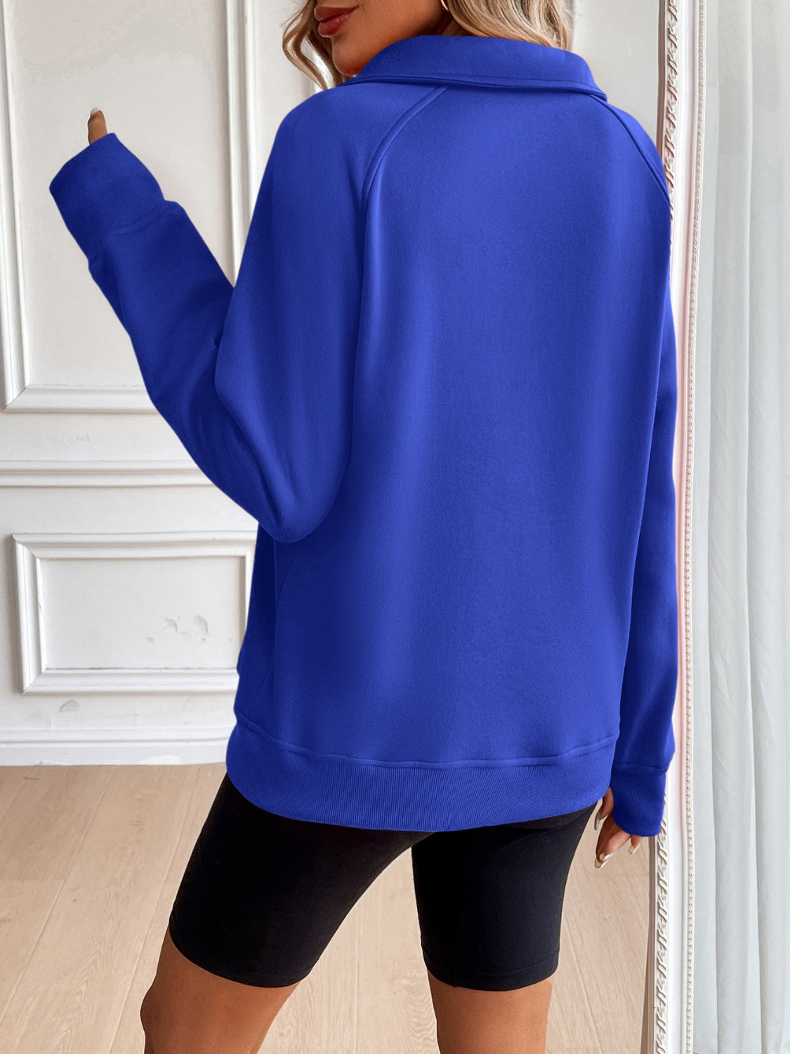 Ivy Lane Half Zip Raglan Sleeve Sweatshirt-TOPS / DRESSES-[Adult]-[Female]-2022 Online Blue Zone Planet