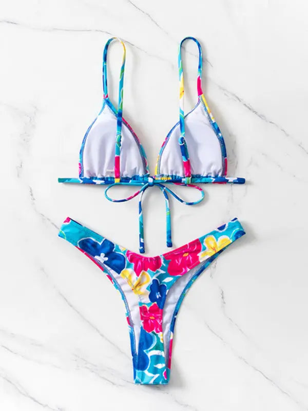 bikini floral print three-piece set (with skirt) BLUE ZONE PLANET