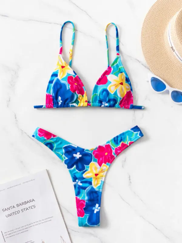 bikini floral print three-piece set (with skirt) BLUE ZONE PLANET