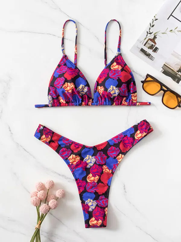 bikini floral print three-piece set (with skirt) BLUE ZONE PLANET