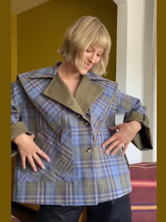 Women's reversible button loose trench coat-[Adult]-[Female]-Olive green-S-2022 Online Blue Zone Planet