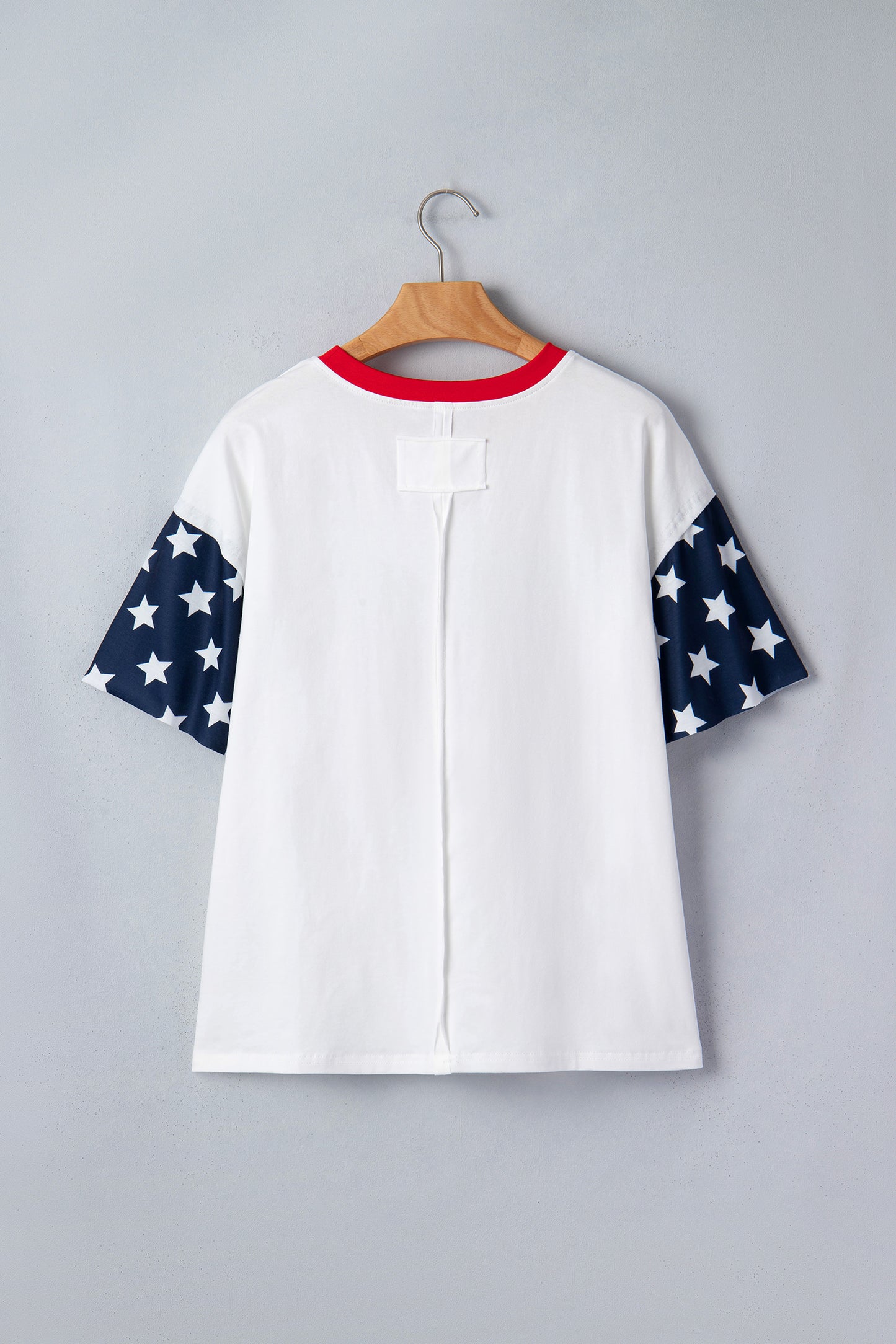 Jet Stream Flag Print Usa Graphic Patchwork Casual Tee-Tops/Tops & Tees-[Adult]-[Female]-2022 Online Blue Zone Planet