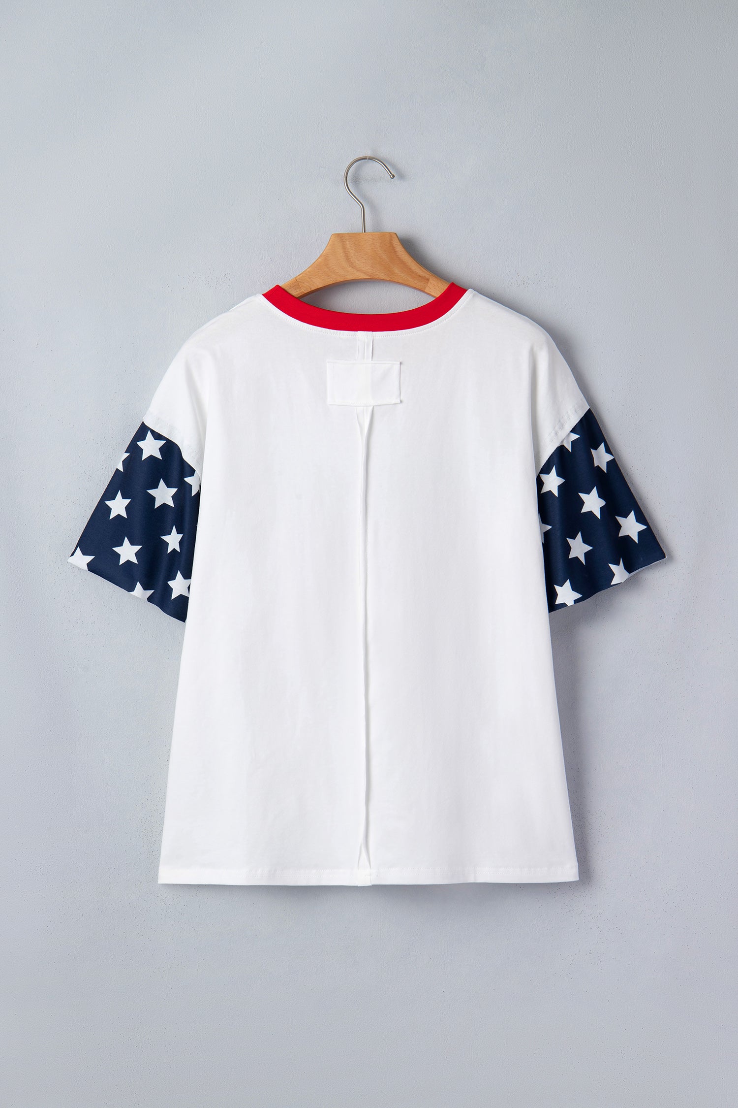 Jet Stream Flag Print Usa Graphic Patchwork Casual Tee-Tops/Tops & Tees-[Adult]-[Female]-2022 Online Blue Zone Planet